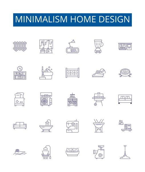 Minimalisme Home Design Lijn Pictogrammen Borden Ingesteld Design Collectie Van — Stockvector