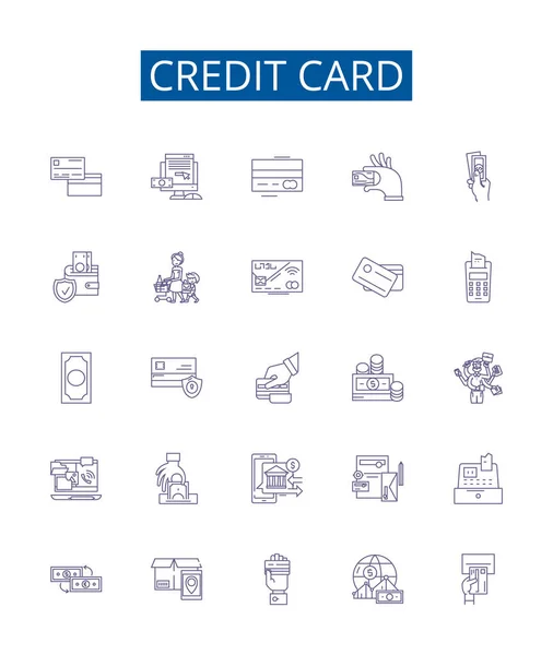 Ікона Лінії Кредитних Карток Встановлена Колекція Дизайну Card Credit Debit — стоковий вектор