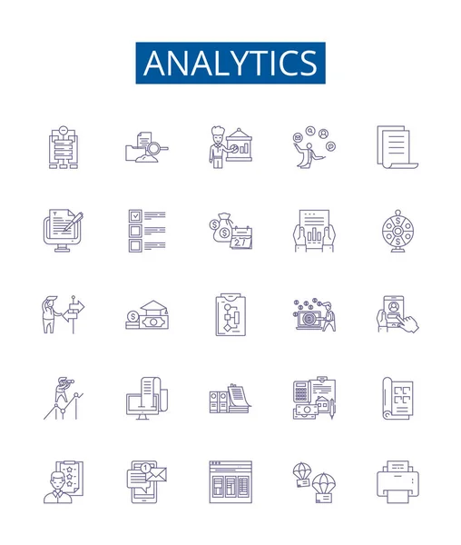 Analytics Line Icons Signs Set Design Collection Analytics Tracking Data — Stock Vector