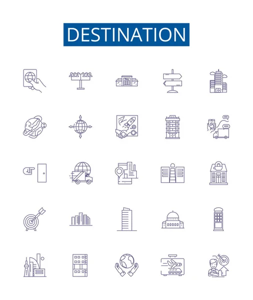 Destination Line Icons Signs Set Design Collection Destination Outcome Aim — Stock Vector