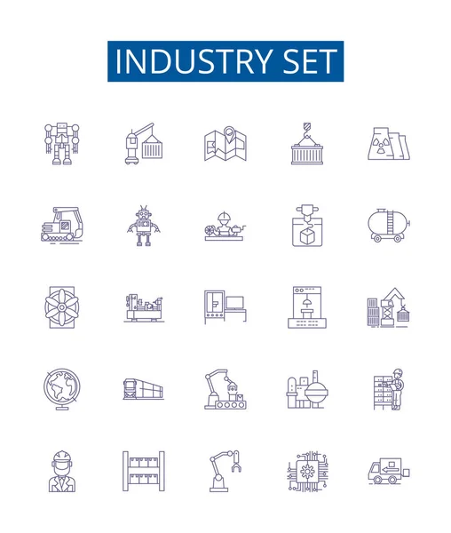 Die Industrie Hat Zeichen Gesetzt Designsammlung Von Fabrik Industrie Fertigung — Stockvektor