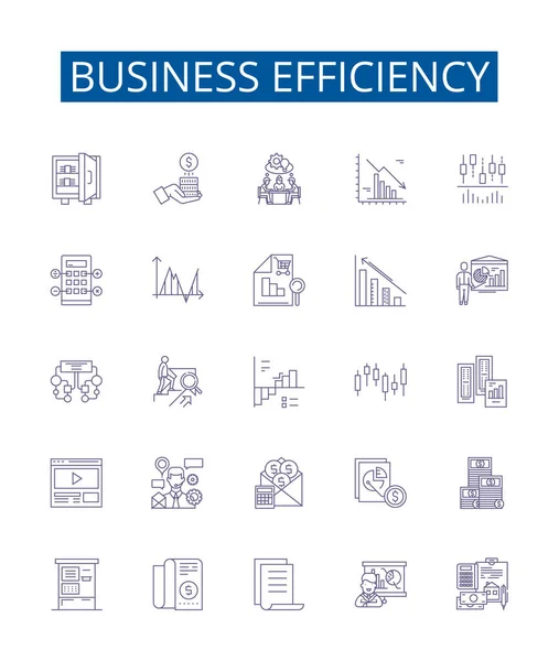 Iconos Línea Eficiencia Empresarial Conjunto Signos Colección Diseño Rentabilidad Productividad — Vector de stock