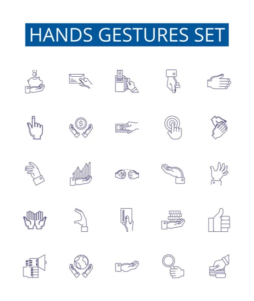 Жести Рук Ставлять Таблички Іконами Колекція Дизайну Gesticulate Waving Pointing — стоковий вектор