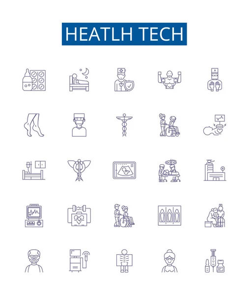 Heatlh Σήμανση Εικονίδια Γραμμή Τεχνολογίας Που Design Collection Healthtech Medicaltech — Διανυσματικό Αρχείο
