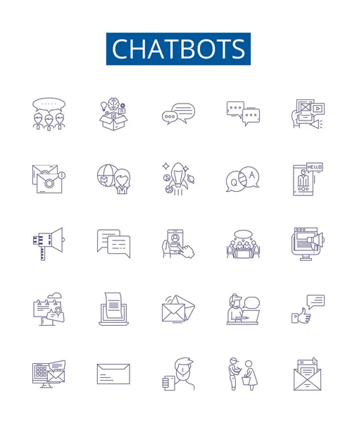 Chatbots Línea Iconos Signos Establecidos Colección Diseño Chatbots Artificial Inteligencia — Vector de stock