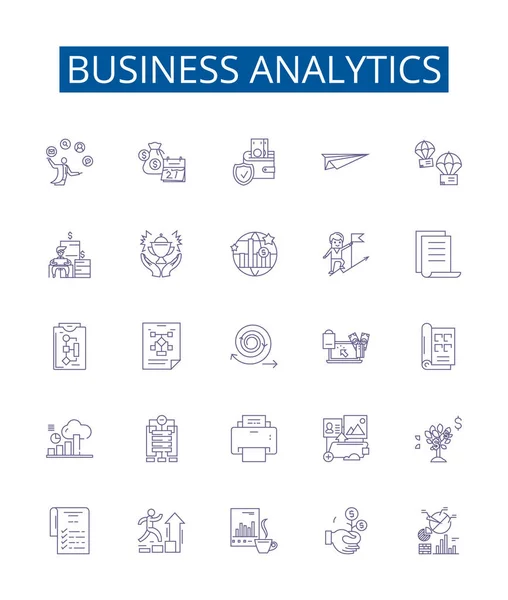 Business Analytics Line Icons Signs Set Design Collection Analytics Business — Stock Vector