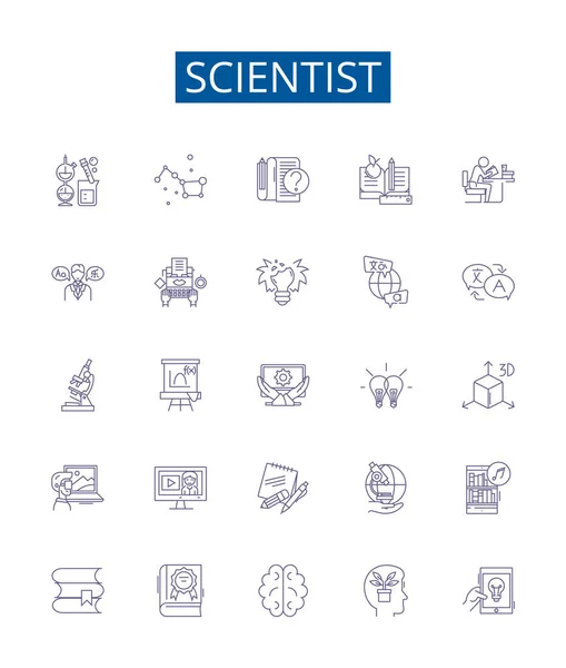 Ikony Vědců Jsou Nastaveny Design Kolekce Vědec Vědec Genetik Botanik — Stockový vektor
