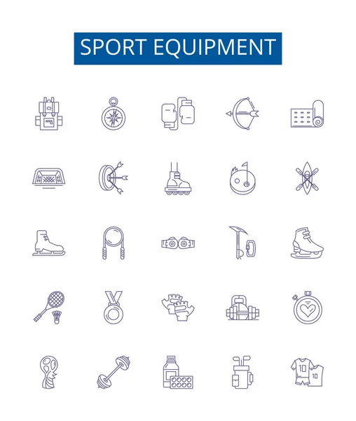 Sport Apparatuur Lijn Pictogrammen Borden Set Design Collectie Van Gear — Stockvector