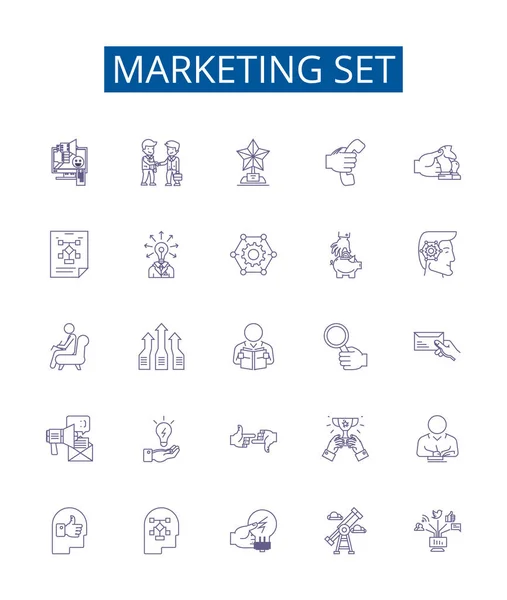 Marketing Set Line Icons Signs Set Design Collection Marketing Set — Stock Vector