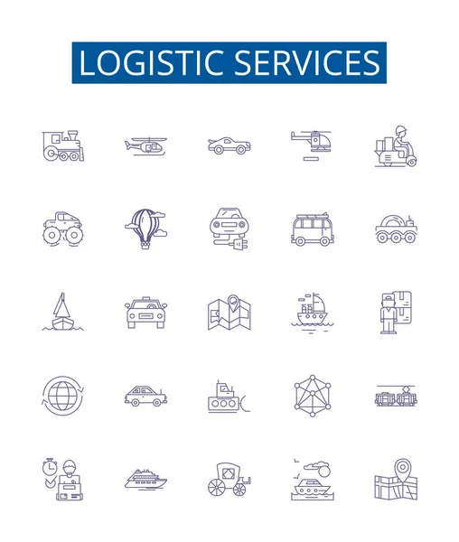 Logistische Dienstleistungen Linie Symbole Zeichen Gesetzt Designsammlung Von Logistik Dienstleistungen — Stockvektor