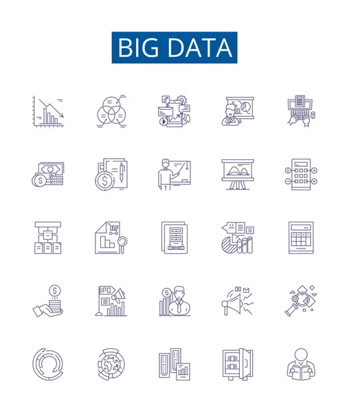 Symbole Für Big Data Leitungen Werden Gesetzt Designsammlung Von Analytics — Stockvektor