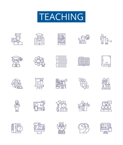 Εικονίδια Της Γραμμής Διδασκαλίας Ορίστηκαν Design Collection Instructing Εκπαίδευση Εκπαίδευση — Διανυσματικό Αρχείο