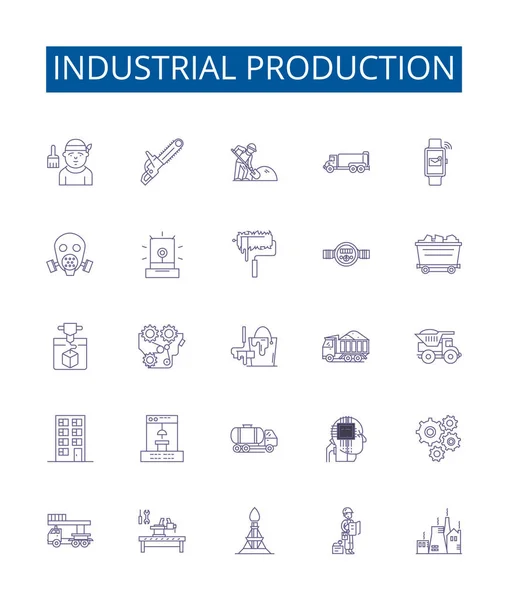 Sada Ikon Průmyslové Výrobní Linky Design Kolekce Průmyslu Výroba Výroba — Stockový vektor