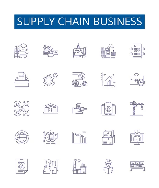 Supply Chain Business Line Pictogrammen Borden Ingesteld Design Collectie Van — Stockvector