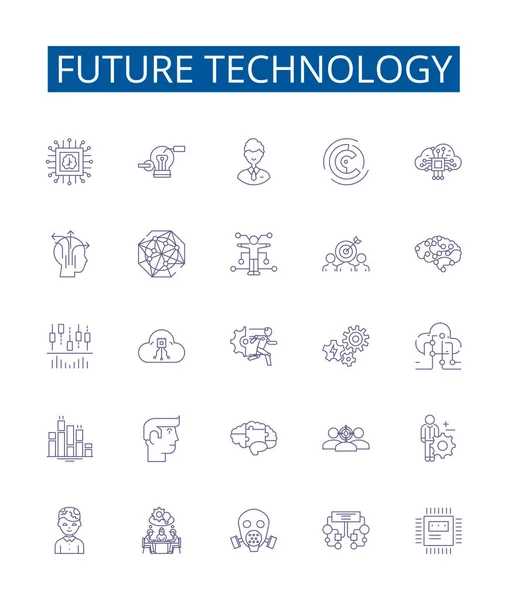 Future Technologie Icônes Ligne Signes Ensemble Collection Design Innovations Automatisation — Image vectorielle