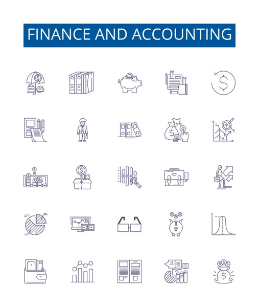 Ikony Linii Finansowej Księgowej Ustawione Kolekcja Projektów Zakresu Finansów Rachunkowości — Wektor stockowy