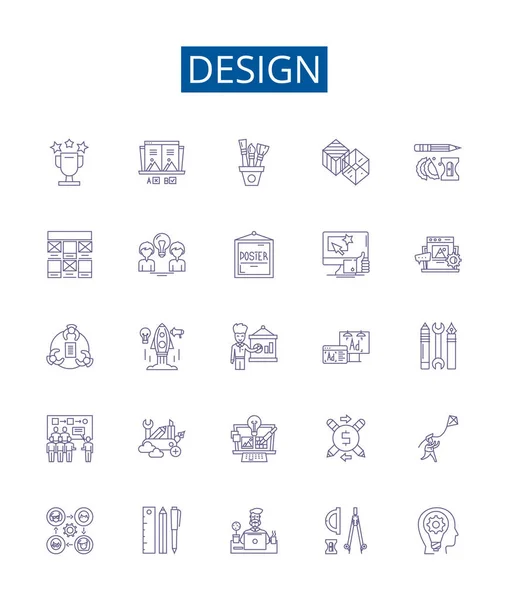 Набор Иконок Дизайнерской Линии Дизайн Коллекция Дизайн Креативность Эстетика Концепция — стоковый вектор