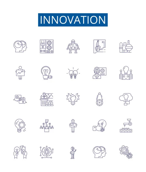 Symbole Für Innovationslinien Werden Gesetzt Designsammlung Von Innovate Novel Create — Stockvektor