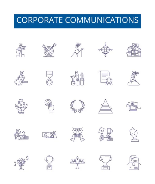 Ikony Linii Komunikacji Korporacyjnej Ustawione Projektowanie Zbiór Korporacyjny Komunikacja Strategia — Wektor stockowy