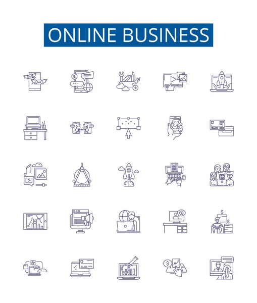 Online Business Line Εικονίδια Σήματα Που Design Collection Ecommerce Digital — Διανυσματικό Αρχείο