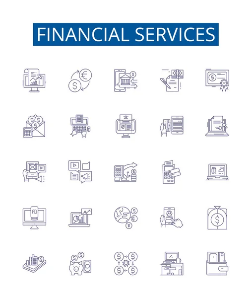 金融服务线标志着标志的设置 信贷等设计集合 — 图库矢量图片