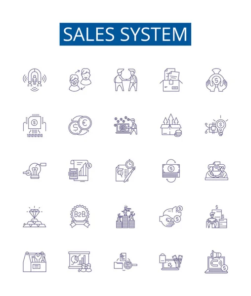Značky Řádku Prodejního Systému Jsou Nastaveny Design Kolekce Prodej Systém — Stockový vektor
