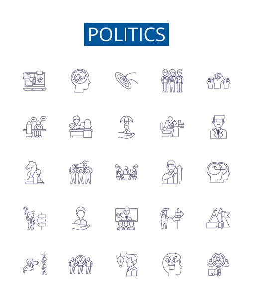 Die Politik Hat Symbole Gesetzt Designsammlung Von Politik Governance Diplomatie — Stockvektor
