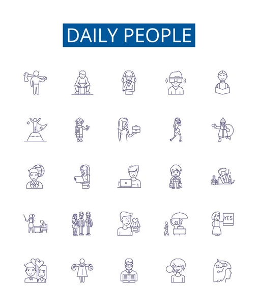 Denní Lidé Linkují Ikony Design Kolekce Dailypeople Individuálové Populace Obyvatelé — Stockový vektor