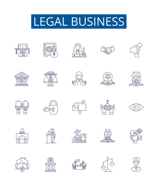 Legális Üzletág Ikonok Beállítva Jog Üzleti Jogi Rendelet Szerződés Bíróság — Stock Vector