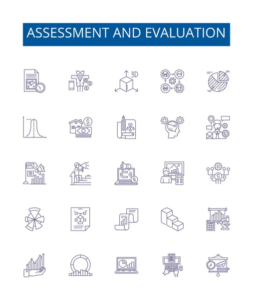 Assessment Evaluation Line Icons Signs Set Design Collection Assessment Evaluation — Stock Vector