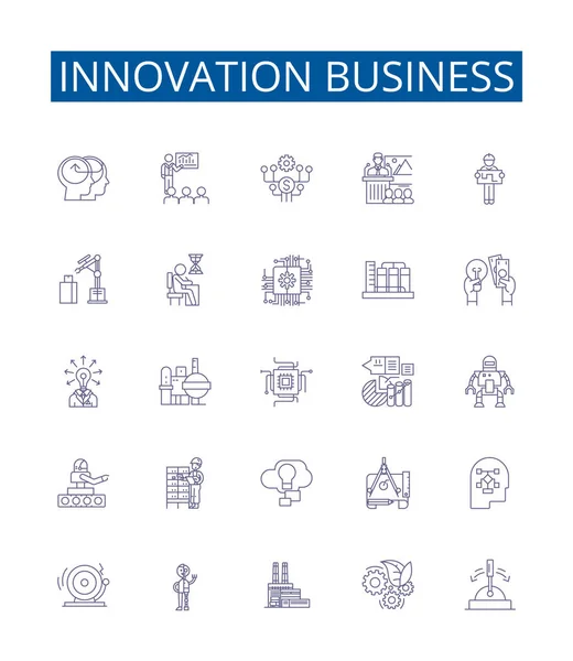 Набор Иконок Инновационной Бизнес Линии Коллекция Инновационных Предпринимательских Идей Идей — стоковый вектор