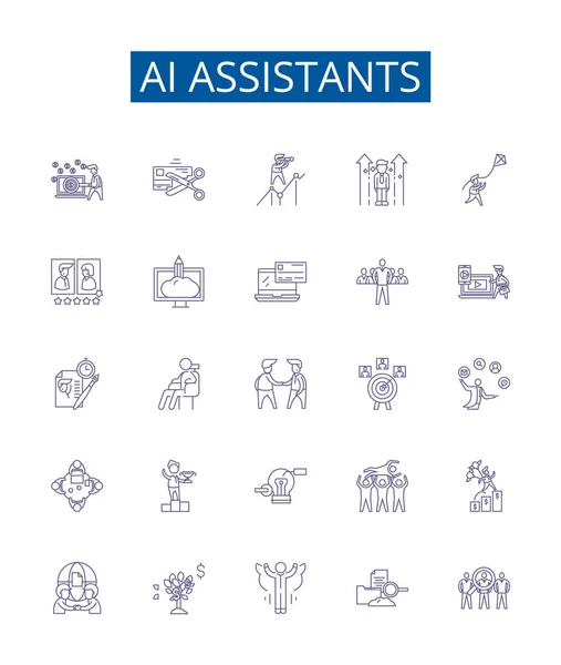Assistentes Linha Ícones Sinais Definidos Coleção Design Assistentes Assistentes Alexa — Vetor de Stock