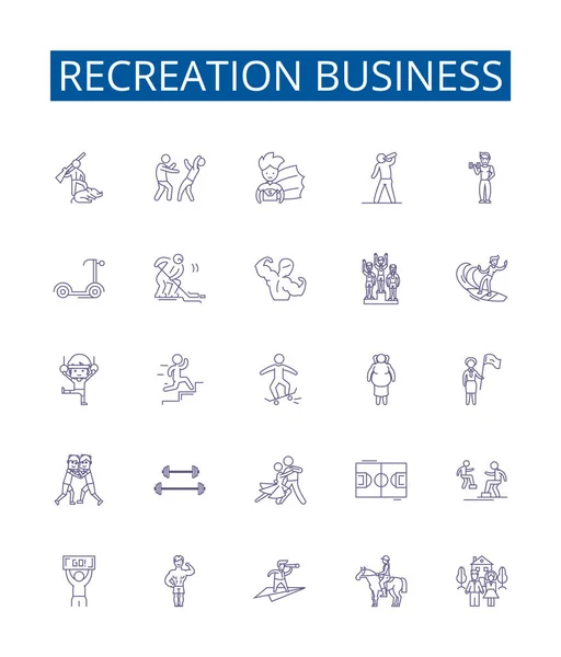 Recreatie Business Line Pictogrammen Tekenen Ingesteld Design Collectie Van Recreatie — Stockvector