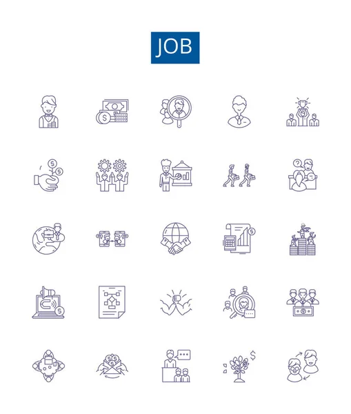 Symbole Für Die Arbeitszeile Werden Gesetzt Designsammlung Beruf Aufgabe Beruf — Stockvektor