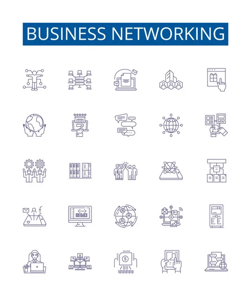 Business Networking Line Pictogrammen Pictogrammen Ingesteld Ontwerp Collectie Van Netwerken — Stockvector