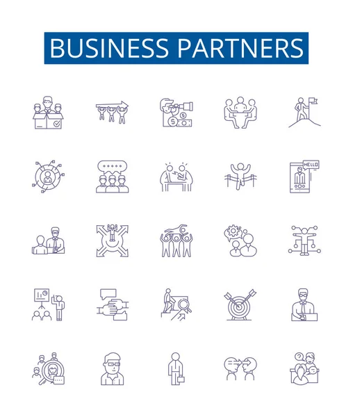 Business Partners Line Icons Signs Set Design Collection Partners Business — Stock Vector