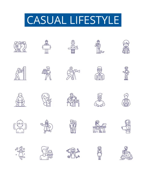Casual Lifestyle Line Icons Signs Set Design Collection Casual Lifestyle — Stock Vector