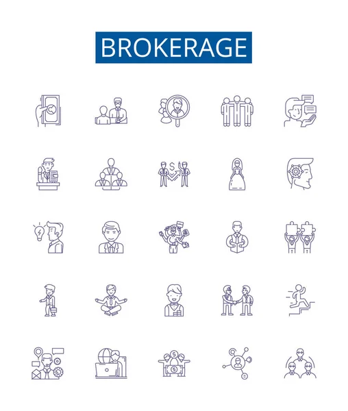 Symbole Für Maklerzeilen Werden Gesetzt Designsammlung Von Brokerage Trading Broker — Stockvektor