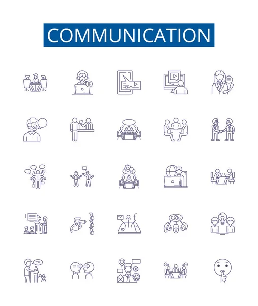 Ikony Linii Komunikacyjnej Ustawione Projekt Kolekcji Speech Pisanie Słuchanie Sygnały — Wektor stockowy