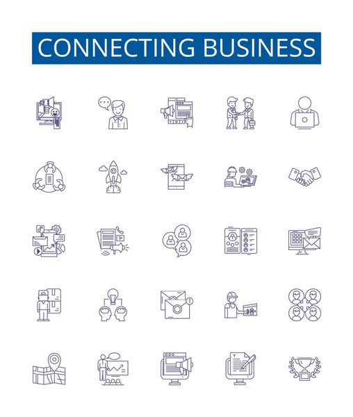 Łączenie Ikon Linii Biznesowych Zestaw Znaków Kolekcja Projektowa Sieci Łączenie — Wektor stockowy