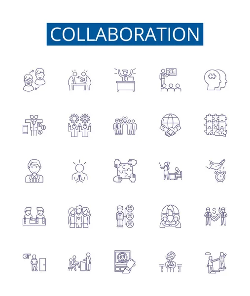 Symbole Für Die Zusammenarbeit Werden Gesetzt Designsammlung Von Zusammenarbeit Partnerschaft — Stockvektor