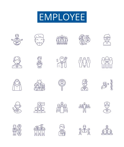 Ikony Řádků Zaměstnanců Nastaveny Design Kolekce Pracovníků Zaměstnanci Osoba Zaměstnanci — Stockový vektor