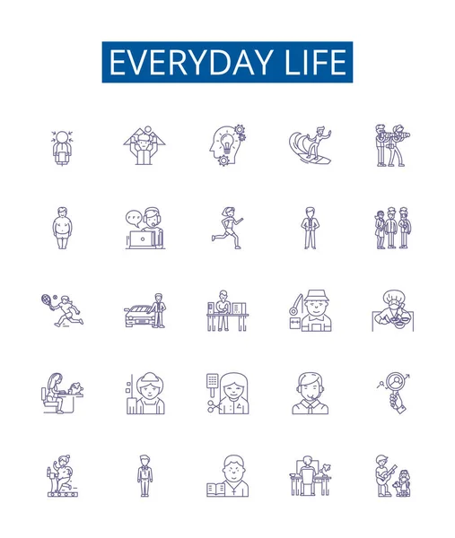 Každodenní Symboly Čáry Života Nastaveny Design Kolekce Standardizedaily Rutiny Mundane — Stockový vektor