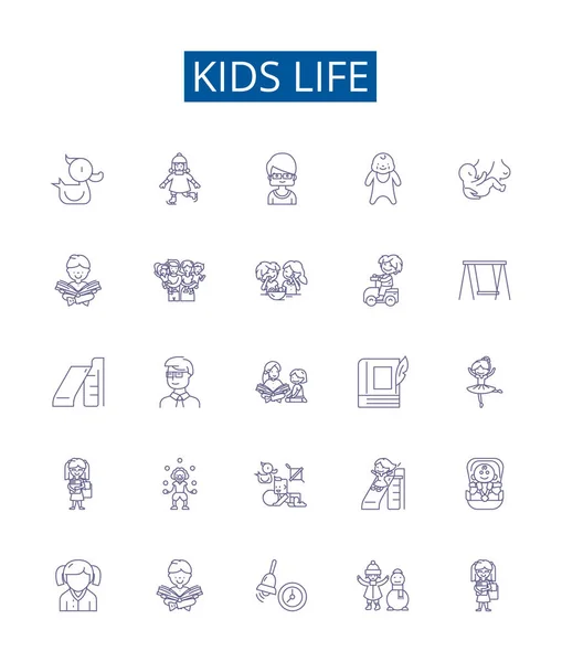 儿童生命线标志设置 儿童设计集 趣味性 成长性 学习性 冒险性 朋友性 游戏性 探索性 概率性 — 图库矢量图片
