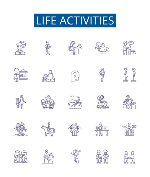 Life Activities Line Icons Signs Set Design Collection Existence Survival — Stock Vector