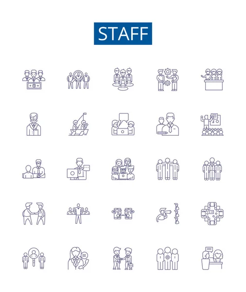 Ikony Linii Personelu Ustawione Kolekcja Projektowa Pracowników Załoga Personel Pracownicy — Wektor stockowy
