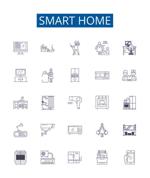 Smart Home Line Icônes Signes Ensemble Collection Design Illustrations Concepts — Image vectorielle
