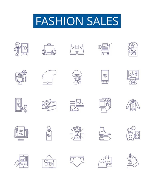 Fashion Sales Line Icons Signs Set Design Collection Clothing Shoes — Stock Vector