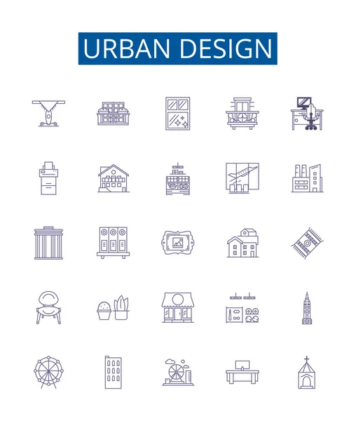 Urban Design Line Icons Signs Set Design Collection Urban Design — Stock Vector