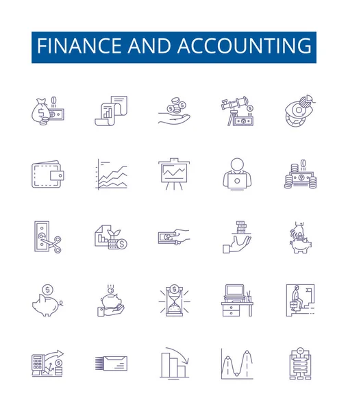 Ikony Finančních Účetních Linií Nastaveny Design Kolekce Finance Účetnictví Bankovnictví — Stockový vektor
